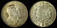SWEDEN Oscar II Silver 1907 EB 2 Kronor Golden Wedding Anniv. KM#776 (145)