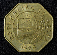 MALTA 1975  25 Cents 1st Anniversary - Republic of Malta aUNC KM# 29 (27 962)