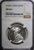 India-British George V Silver 1920 (C) Rupee NGC MS62+ Calcutta Mint KM# 524 (1)