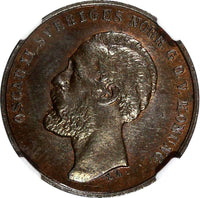 SWEDEN Oscar II (1872-1907) Bronze 1873 L.A. 1 Ore NGC MS63 BN KM# 728 (017)