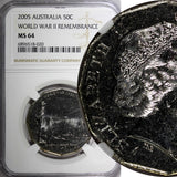 Australia 2005 50 CENTS NGC MS64 World War II Remembrance TOP GRADED KM# 746 (0)