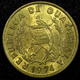 Guatemala Bartolome de las Casas Brass 1974 1 Centavo KM# 275.1  (24 469)