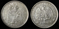 Mexico Silver 1872 Mo M Peso Scales Mexico City Mint aUNC KM# 408.5 (28 267)