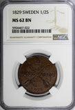 Sweden Carl XIV Johan Copper 1829 1/2 Skilling NGC MS62 BN TOP GRADED KM596 (22)