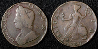 Great Britain George II Copper 1734 1/2 Half Penny KM# 566 (28 289)