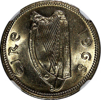 Ireland Republic Copper-Nickel 1968 3 Pence NGC MS65 Hare KM# 12a (038)