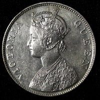 India-British Victoria Silver 1862 (B) Rupee Better Date aUNC KM# 473.1 (28 297)
