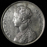 India-British Victoria Silver 1862 (B) Rupee Better Date aUNC KM# 473.1 (28 297)