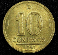 BRAZIL Jose Bonifacio Aluminum-Bronze 1951 10 Centavos KM# 561  (24 807)