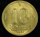 BRAZIL Jose Bonifacio Aluminum-Bronze 1951 10 Centavos KM# 561  (24 807)