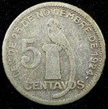 Guatemala Silver 1928 5 Centavos Royal Mint BETTER DATE KM# 238.2  (24 462)
