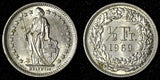 Switzerland 1969 B 1/2 Franc 1st Year Type  KM# 23a.1   (28 841)