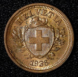 Switzerland 1936 B 1 Rappen Thin cross UNC KM# 3.2 (27 707)