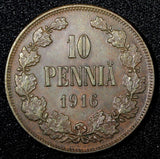 Finland Nicholas II Copper 1916 10 Pennia KM# 14 RANDOM PICK (1 COIN) (27 146)