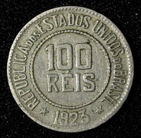BRAZIL Copper-Nickel 1923 100 Reis Rio de Janeiro Mint KM# 518 (27 598)