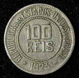 BRAZIL Copper-Nickel 1923 100 Reis Rio de Janeiro Mint KM# 518 (27 598)
