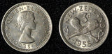 New Zealand Elizabeth II 1955 3 Pence ch.UNC KM# 25.1  (30 314)