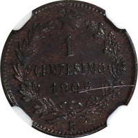 Italy Vittorio Emanuele III Bronze 1905 R 1 Centesimo NGC MS62 BN  KM# 35 (043)