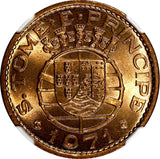 Saint Thomas & Prince Island 1971 1 Escudo NGC MS65 RD FULL RED KM# 18 (021)