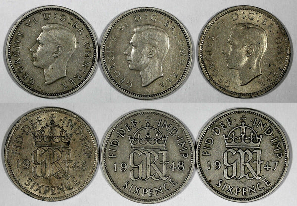 Great Britain George VI  1947-1948 6 Pence KM# 862 RANDOM PICK (1 COIN) (27 003)