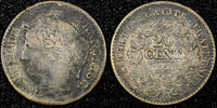 FRANCE Silver 1850 A  20 Centimes Paris Mint KM# 758.1 (24 696)
