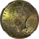 MALAYA George VI Silver 1939 20 Cents NGC MS63 1 Year Type Nice Toned KM# 5 (01)