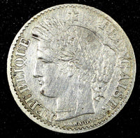 FRANCE Silver 1850 A  20 Centimes Paris Mint KM# 758.1 (24 697)