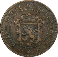 Luxembourg William III Bronze 1855 A 5 Centimes Paris Mint KM# 22.2 (24 504)