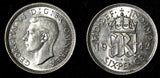 Great Britain George VI Silver 1942 6 Pence WWII Issue KM# 852 (28 465)