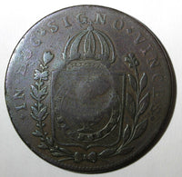 BRAZIL Pedro I 1827 R 40 Reis KM# 444.1 Countermarked 80 Réis KM# 366.1 (27 479)