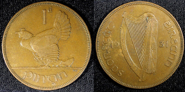 IRELAND Bronze 1931 1 Penny 30.74 mm KM# 3 (23 934)