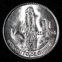 GUATEMALA Silver 1961 10 Centavos  ch.UNC Mint Luster KM# 262 (27 827)