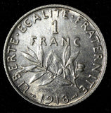 FRANCE Silver 0.835 1918 1 Franc KM# 844.1  (28 500)