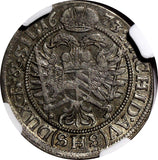 AUSTRIA Silesia Leopold I Silver 1673 SHS 6 Kreuzer Breslau NGC AU DET KM#507(6)