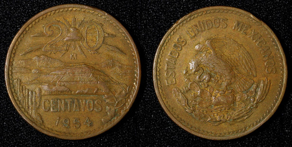 Mexico ESTADOS UNIDOS MEXICANOS Bronze 1954 20 Centavos KM# 439 (27 575)