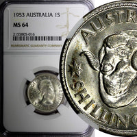 Australia Elizabeth II Silver 1953 1 Shilling Royal Mint NGC MS64 KM# 53 (016)