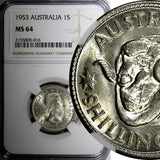 Australia Elizabeth II Silver 1953 1 Shilling Royal Mint NGC MS64 KM# 53 (016)