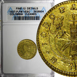 COLOMBIA Gold 1827 FM 1 Escudo Popayan Mint ANACS GRADED KM# 81.2 (4)