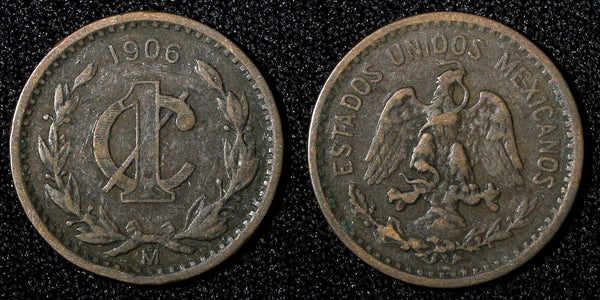 Mexico ESTADOS UNIDOS MEXICANOS Bronze 1906 1 Centavo Wide date KM# 415 (442)