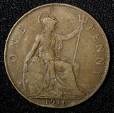 Great Britain George V Bronze 1916 1 Penny KM# 810 (28 419)