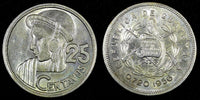 GUATEMALA Silver 1956 25 Centavos Mintage-342,271 aUNC-UNC Toned KM#258 (26 975)