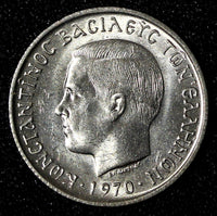 GREECE Constantine II Copper-Nickel 1970 50 Lepta UNC KM# 88 (27 681)