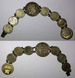 DENMARK Silver Bracelet 1854-1856 4, 6  Skilling,1/2 Rigsdaler (8 Coins) 25.45g.
