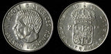 SWEDEN Gustaf VI Adolf Silver 1966 U 2 Kronor Last Year UNC KM# 827 (28 716)