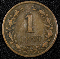 Netherlands William III  Bronze 1878 1 Cent KM# 107.1  (24 989)