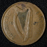 Ireland Republic Bronze 1937 1 Penny hen with chicks Last Year Type KM# 3 (974)