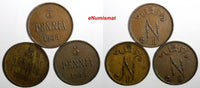 FINLAND Nicholas II Copper 1908  5 Penniä KM# 15 RANDOM PICK (1 Coin) (27 154)