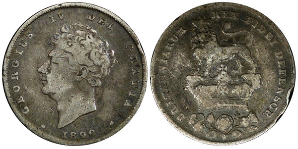 GREAT BRITAIN George IV Silver 1826  Shilling Toned KM# 694 (24 157)