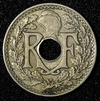 FRANCE Copper-Nickel 1917 25 Centimes No Dash Toned KM# 867a (28 112)