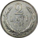 Latvia Silver 1925 2 Lati 2 Years Type 27mm KM# 8 (24 330)